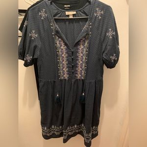 Knox Rose Embroidered Short Sleeve Navy Dress